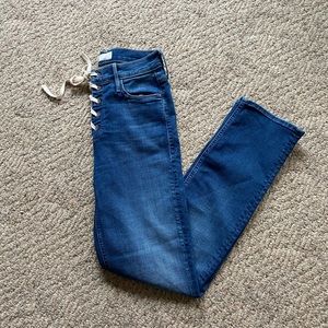 MOTHER Anthropologie Denim The Laceup Dazzler Ankle Size 25 Jeans
